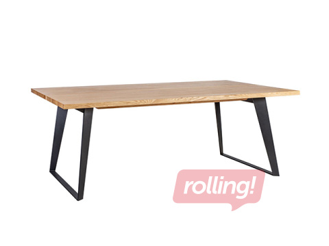 Konferenču galds Lisbon, melns rāmis, ozola toņa virsma, 220×100×75cm