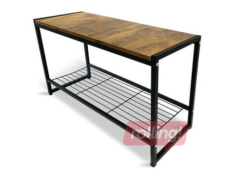 Apavu plaukts Domoletti, Arina, ar solu, melns rāmis, koka toņa virsma, 80x30x45cm