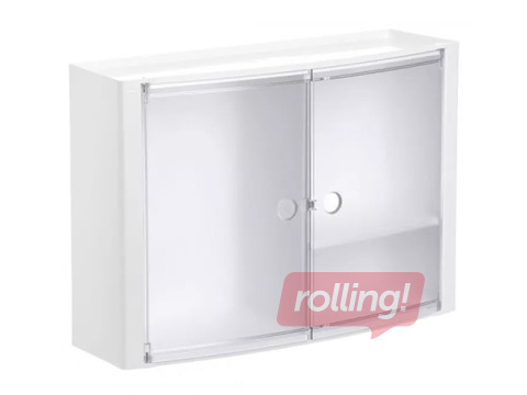 Vannas istabas skapītis Tatay, ar caurspīdīgām durtiņām, balts, 46x15.5x32cm