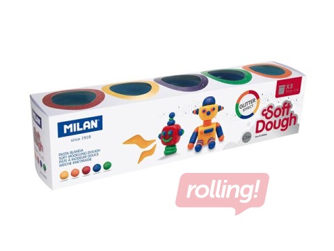 Plastilīna - modelēšanas masas komplekts Milan, 5 krāsas ar spīdumiem