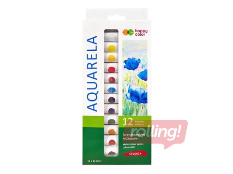 Akvareļkrāsas Happy Color Studio, 12 kr.x12ml (tūbiņas)