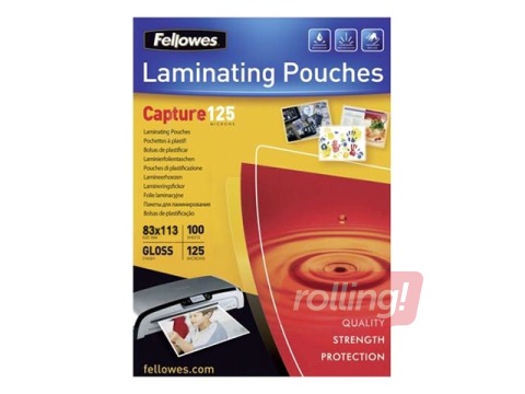 Laminēšanas plēves Fellowes 113 x 83 mm,125 mic., 100 gab.