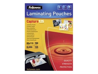 Laminēšanas plēves Fellowes 113 x 83 mm,125 mic., 100 gab.