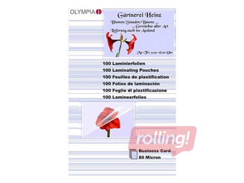 Laminēšanas plēve Olympia Business card (60x95), 80mic, 100 gab