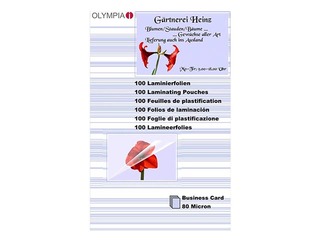 Laminēšanas plēve Olympia Business card (60x95), 80mic, 100 gab