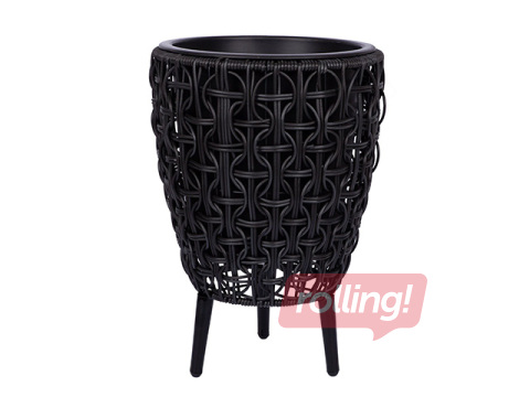 Dekoratīvais puķu pods Wicker, melns, Ø28x42cm