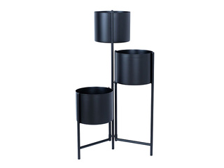 Dekoratīvais puķu pods Deia Trio, ar statīvu, metāla, melns, 23x22.5x75.5cm