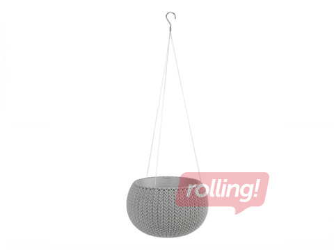 Dekoratīvais puķu pods Keter Cozy S, karināms, plastmasas, gaiši pelēks, Ø28cm
