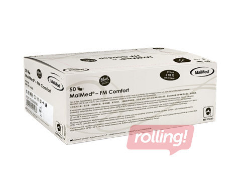 Sejas maska medicīniskā, 3 kārtas, ar gumijām, baltas, 50 gab.