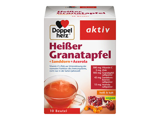 Uztura bagātinātājs Doppelherz, karstais granātābolu dzēriens ar C vitamīnu un cinku, 10paciņas