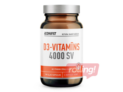 Uztura bagātinātājs Iconfit, Vitamīns D3 4000 SV, 90 kapsulas