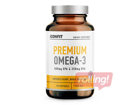 Uztura bagātinātājs Iconfit, Premium Omega 3, 90 kapsulas