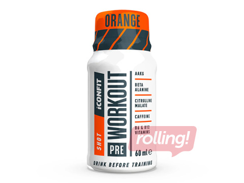 Dzēriens Iconfit, Pre-Workout Shot, apelsīnu, 60ml