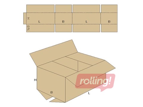 Gofrēta kartona kaste 390 x 290 x 390 mm, FEFCO 0201