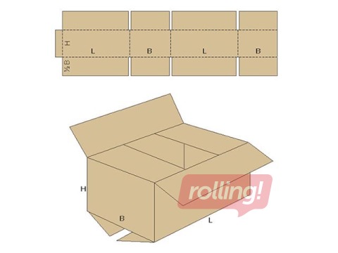 Gofrēta kartona kaste 580 x 390 x 370 mm, FEFCO 0201