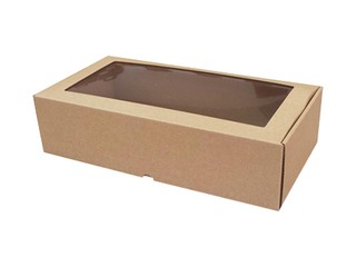 Коробка с прозрачной крышкой, 320x165x83 мм, коричневая