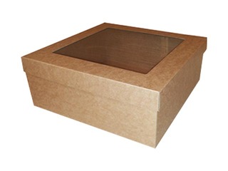 Iesaiņošanas kaste, 250x250x100 mm, ar logu, brūna