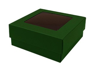 Упаковочные коробки, 95x95x40 мм, с окошком, зеленые, 10 шт.