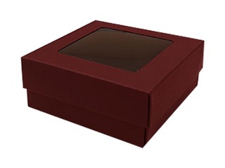 Упаковочные коробки, 95х95х40 мм, с окошком, бордовые, 10 шт.