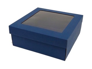 Упаковочные коробки, 190х190х80 мм, с окошком, синие, 10 шт.