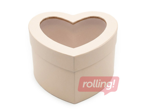 Dāvanu kastīte sirds formā, ar logu, maigi rozā, 130 x 120 x 850mm