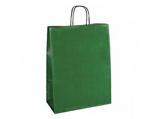 Dāvanu maisiņš papīra TOPTWIST 320x140x420 mm, tumši zaļš kraftpapīrs
