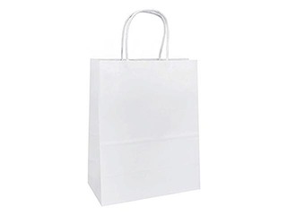 Dāvanu maisiņš papīra TOPTWIST 190x80x210mm, balts kraftpapīrs