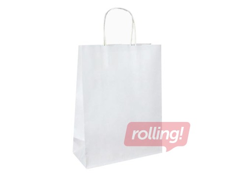 Dāvanu maisiņš ar vītiem rokturiem, papīra 220x100x310mm, balts