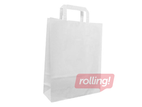 Papīra maisiņš ar rokturiem, 260x120x350mm, balts