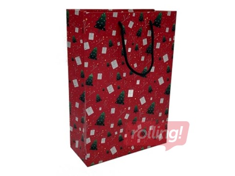 Papīra maisiņš ar rokturiem Zsv. 230x100x330mm, sarkans