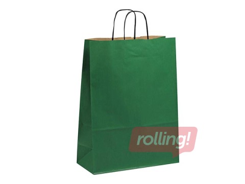 Dāvanu maisiņš papīra TOPTWIST 190 x 80 x 210 mm, zaļš