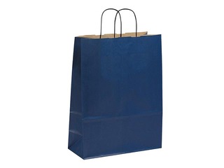 Dāvanu maisiņš papīra TOPTWIST 190 x 80 x 210mm, zils kraftpapīrs