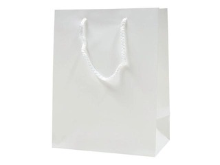 Dāvanu maisiņš ar virves rokturiem, 18 x 10 x 23 cm, balts