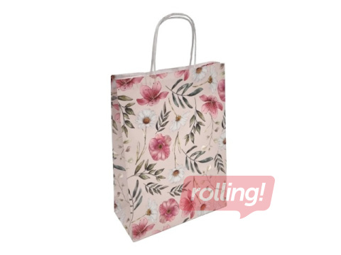 Dāvanu maisiņš ar vītu rokturi un dizainu, 220x100x310mm