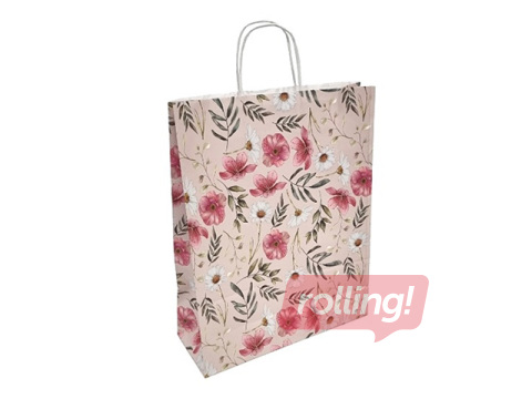 Dāvanu maisiņš ar vītu rokturi un dizainu, 320x120x410mm