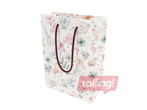 Papīra maisiņš ar rokturiem un dizainu, 160x80x220mm