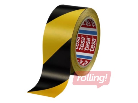 Grīdas marķēšanas līmlente tesaflex®,  50 mm x 33m, PVC, melni dzeltena