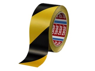 Grīdas marķēšanas līmlente tesaflex®,  50 mm x 33m, PVC, melni dzeltena