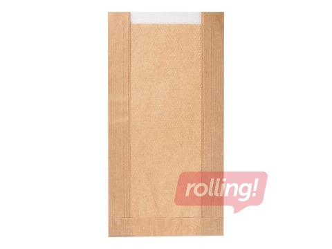 Paper bags with a window, brown, 150x60x290mm, 100 pcs.