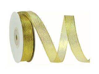 Dekoratīva lente 12 mm/ 18 m, brokāta, zelta