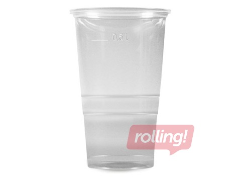 Glāzes plastmasas, caurspīdīgas, 500ml, 10 gab.