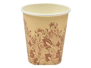 Paper cup with brown flower print,  ø 80mm, 250ml, 50 pcs