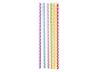 Kokteiļu salmiņi ar punktiņiem, papīra, 19.7 cm  ø6 mm, 100 gab., krāsaini