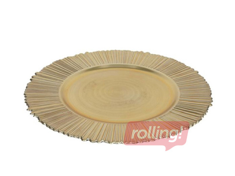 Dekoratīvs šķīvis, plastmasa, zelta krāsā, Ø33cm