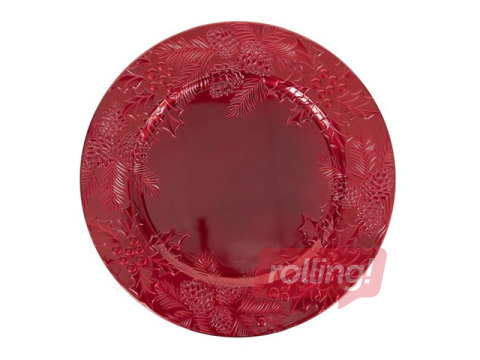 Dekoratīvs šķīvis, plastmasa, sarkans, Ø33cm