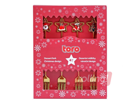 Deserta dakšiņu komplekts Toro, Ziemassvētku zvaigznes, 4 gab.