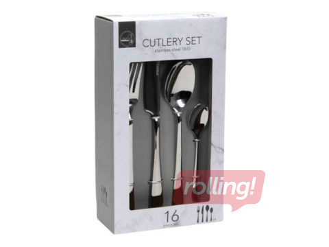 Galda piederumu komplekts, sudraba, 16 gab.