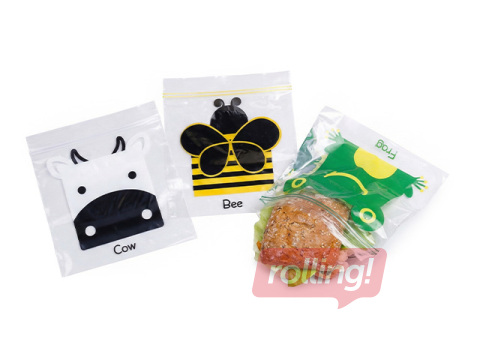 Uzglabāšanas maisiņi Paclan, sviestmaižu, atkārtoti aizverami, dažādas krāsas, 16x17cm, 42 gab.