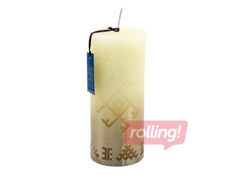 Svece Dobeles sveces, Ugunskrusts, cilindra, bēša ar zeltu, ø6x14cm