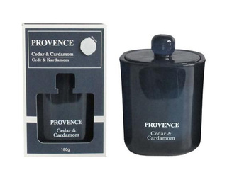 Aromātiskā svece Provence Cedar&Cardamom, stikla traukā ar vāku, 13cm